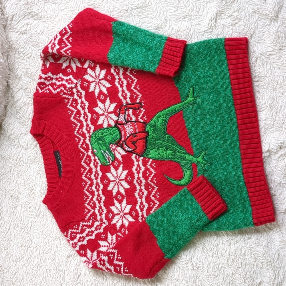 Blizzard Bay DINOSAUR Sweater Sz 5 🦕 Holiday Winter ☃️🎄